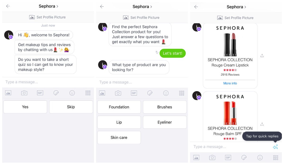 The best examples of chatbots: Sephora