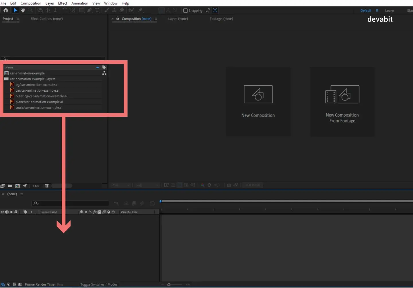 How to Create Lottie Animations: Step 3 (Drag to Timeline)