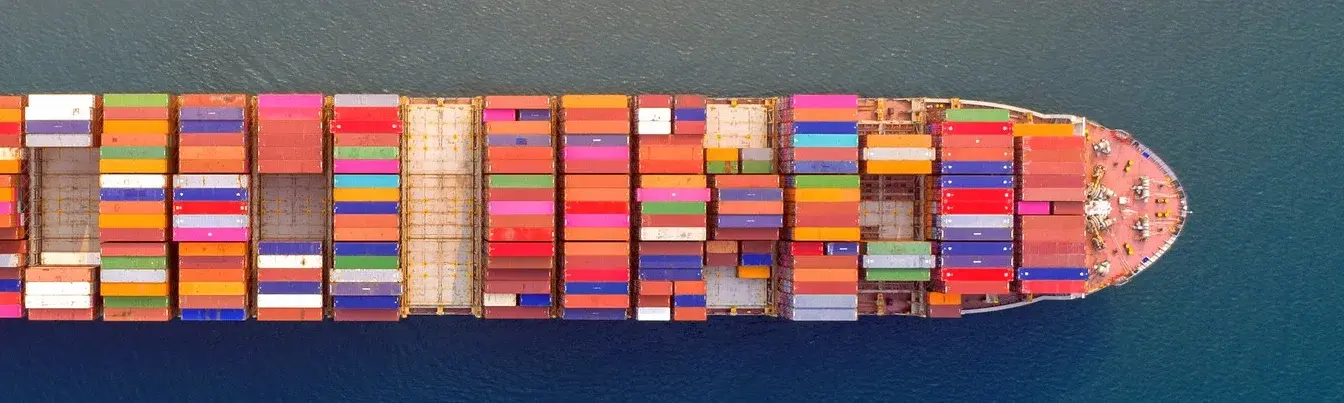 Aerial view container cargo ship sea