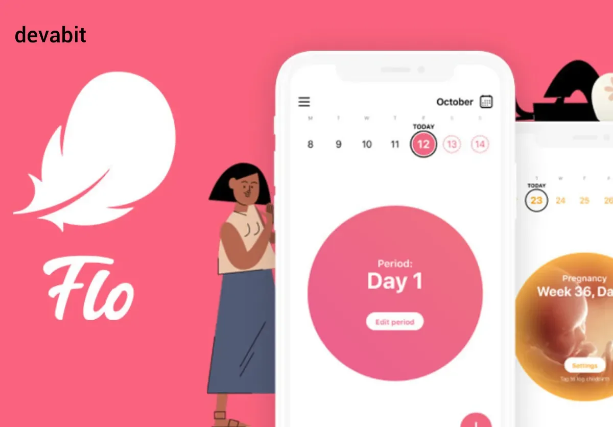 Flo: wellness app development example by devabit